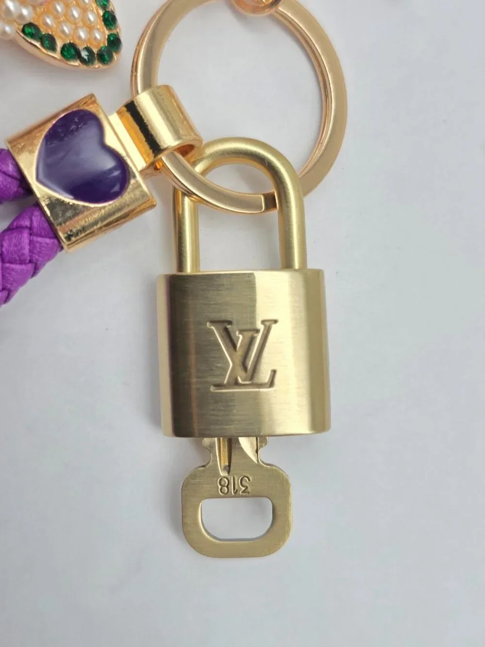 Authentic Louis Vuitton Padlock & Key Gold ✨ Unbranded Bunny Head Charm Keychain